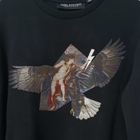 NEIL Barrett Ruben's Eagle Hybrid Crew Sweatshirt top sweater - Picture 5 of 14